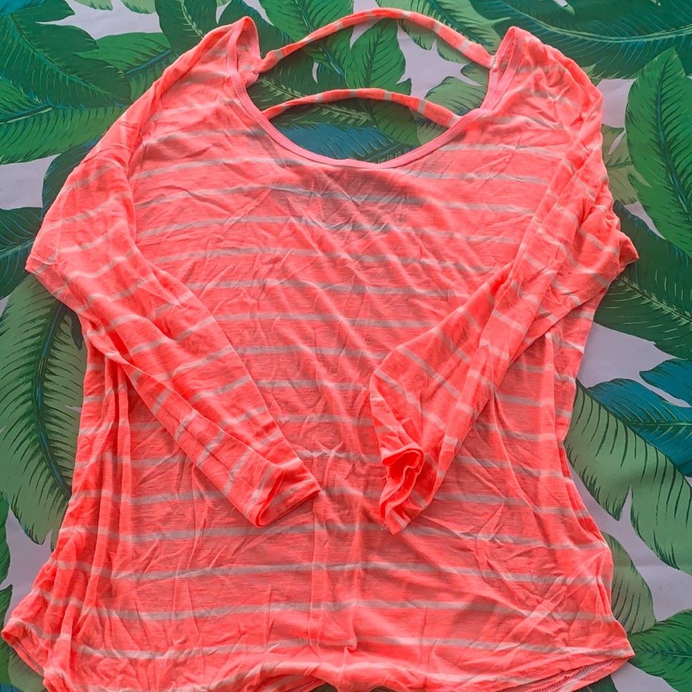 Neon slightly sheer summer striped shirt